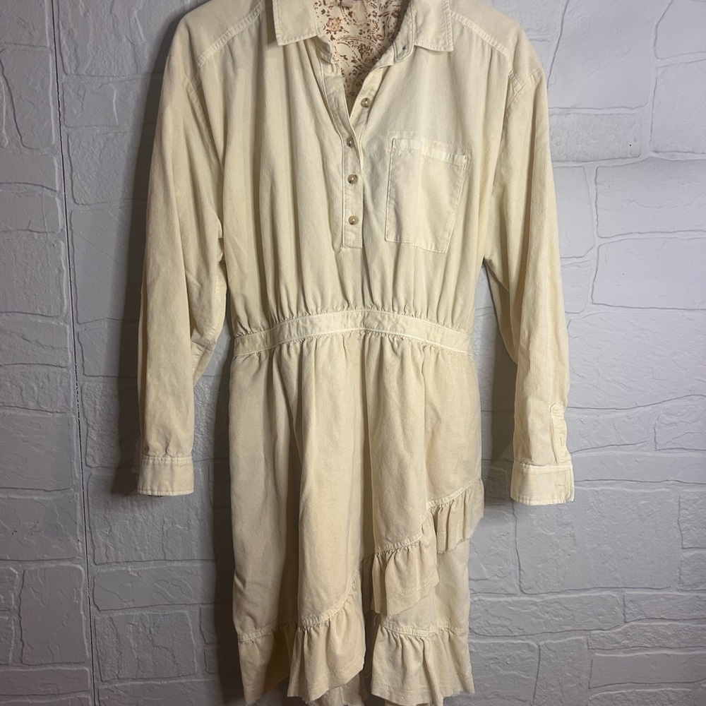 Pilcro Cream and Brown Patterned Dress